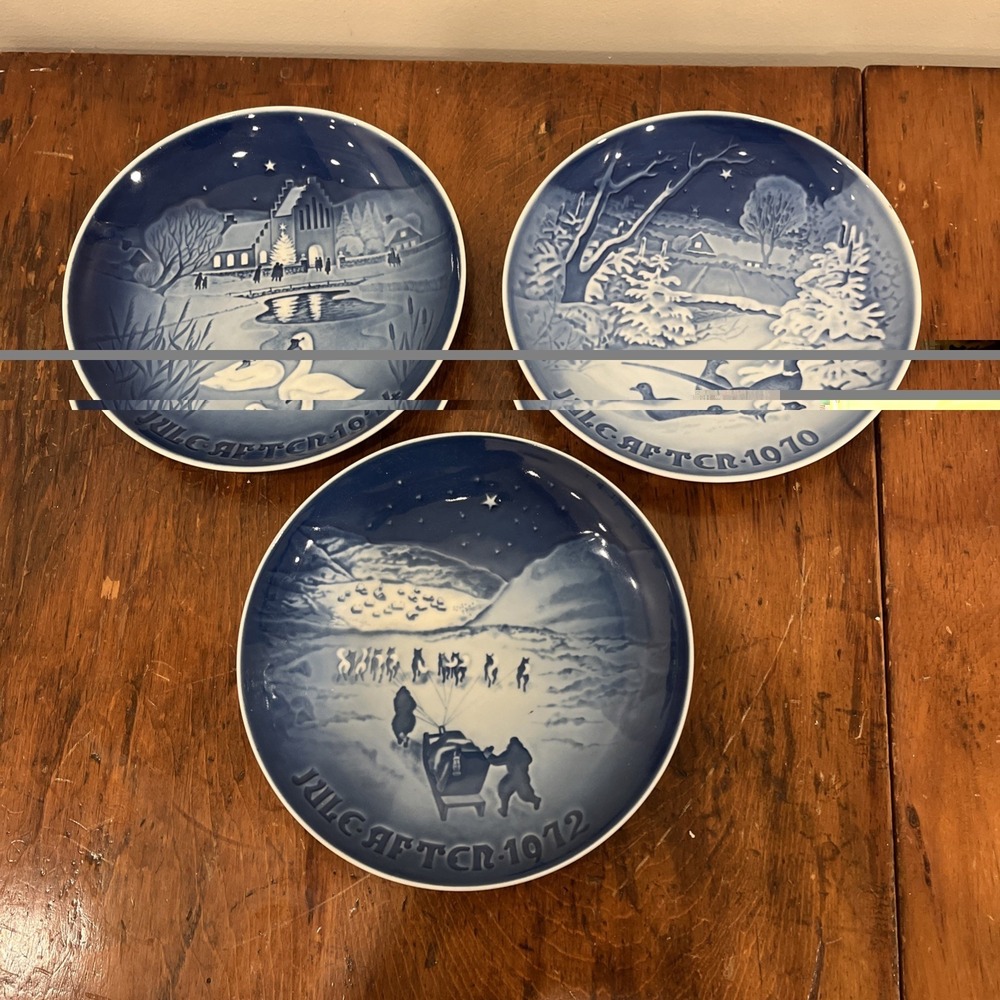 1970, 1972, 1974 Lot 3 Bing & Grondahl porcelain Christmas plates